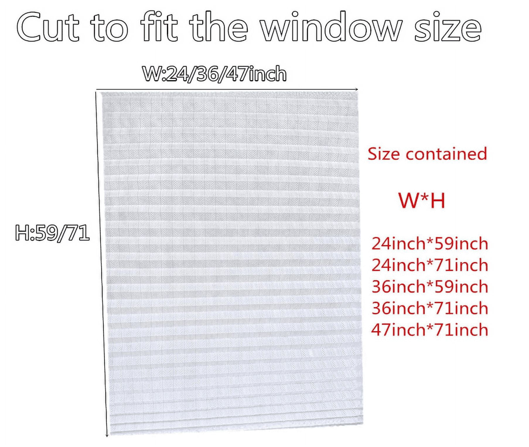 Yogsey 1pcs Ripple Shape Temporary Light Filtering Paper Shades for Windows Cordless No Drill Self Adhesive Pleated Paper Blinds Free Cut Size 50% Light Filtering Shades