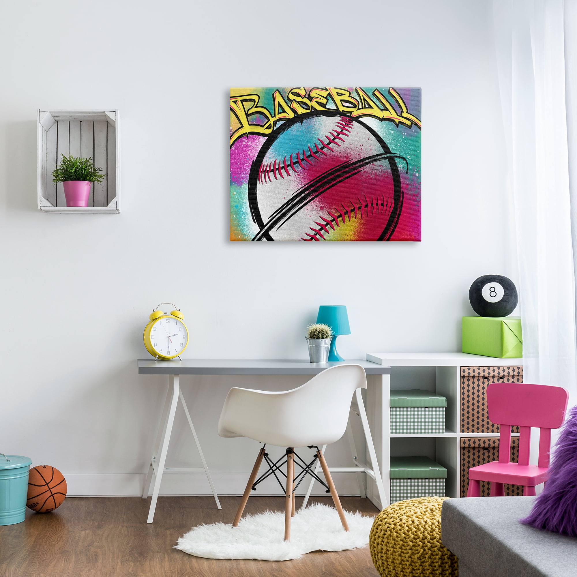 Stupell Industries Urban Sports Baseball Abstract Painting Gallery Wrapped Canvas Art Print Wall Art, 40 x 30