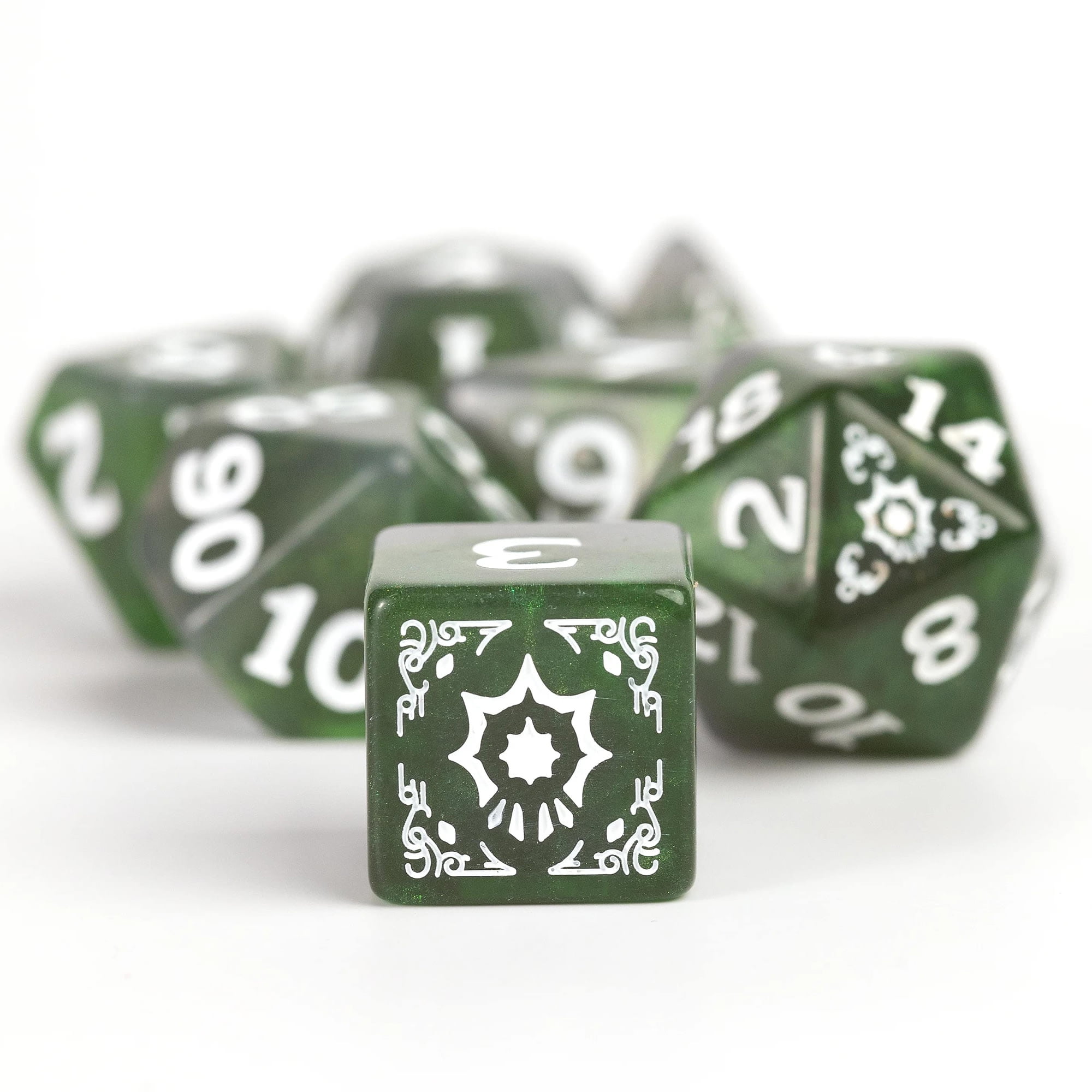 Dungeons & Dragons: D&D Adventure Dice: Cleric - Green - 15pc RPG Die Set, Class Symbols, Roleplaying Game Accessory, Sirius Dice, Officially Licensed