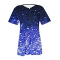 thumbnail image 4 of Jacenvly 2024 new ladies plus size tops tunic Fashion Women Casual Print Loose Short Sleeve T-shirt Top Blouse Pullover soft Floral Trim Flouncev neck summer clothes for women Dark Blue, 4 of 5