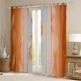 thumbnail image 2 of Gradient Orange and Greyish White Curtains & Drapes 2 Panels 38"Wx54"L,Silver Foil Print Wave Striped Curtains Ombre 30%-50% Blackout Curtains,Abstract Art Room Decor Aesthetic, 2 of 6