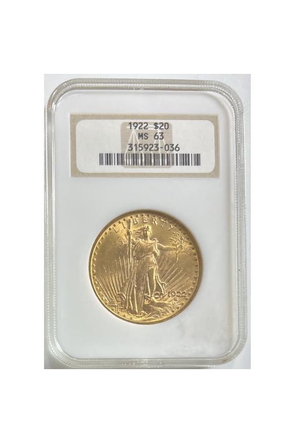 1922 $20 NGC MS-63 Gold Double Eagle Saint Gaudens Coin