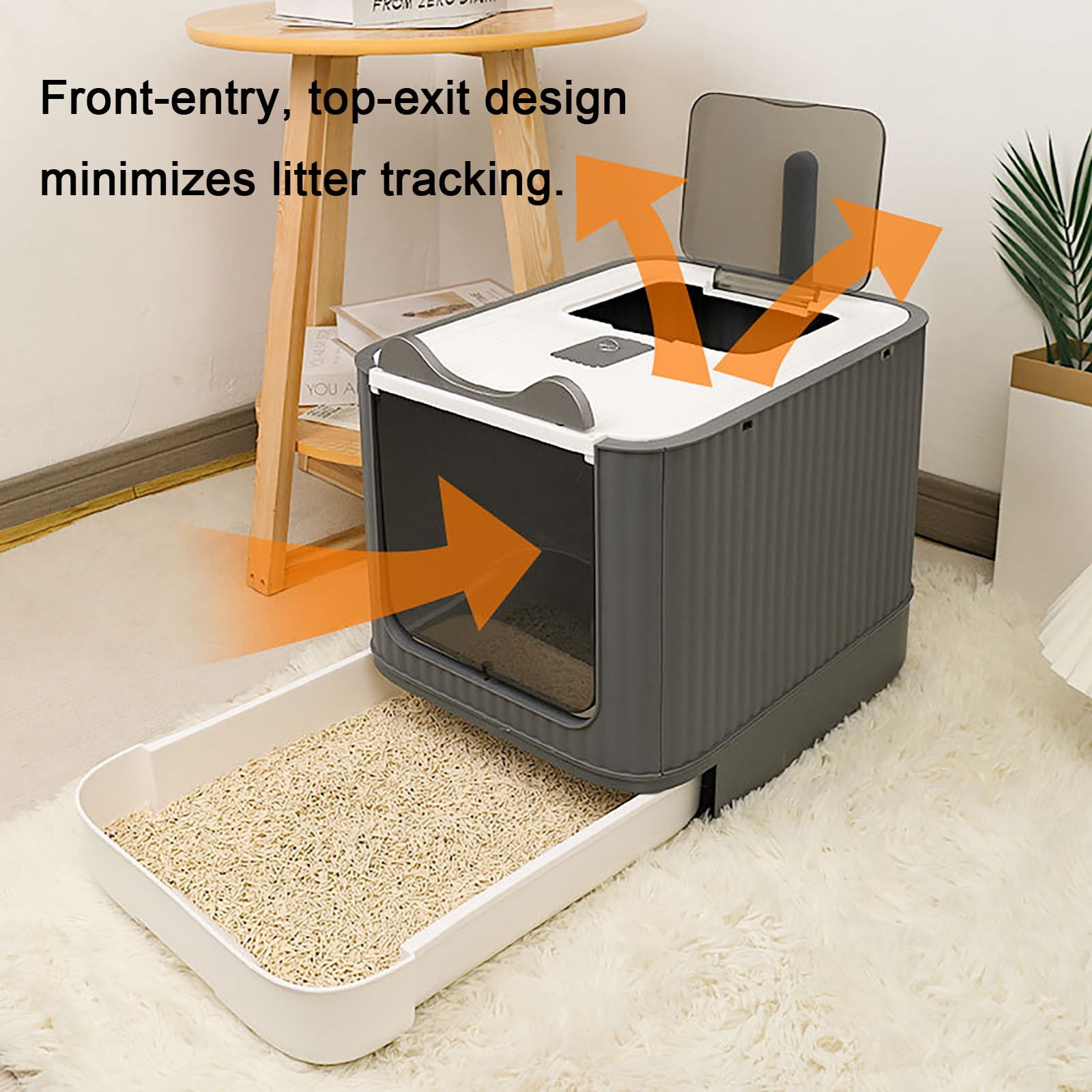 CHIKANSTORE Cat Litter Box with Lid, Upgraded Fully Enclosed Removable Covered Cat Box Enclosure, Anti-Splashing Easy to Clean Kitty Litter Boxes with Drawer, 3 Modes for Cat up to 12 lbs