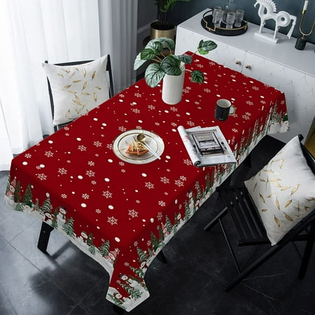 

Christmas Snowman Table Cloth Waterproof Xmas Tree Winter Snowflake Tablecloths Outdoor Picnic Table Cover Red Decorations Table Cloth Washable Rectangle Tablecloth for Dining/Coffee/Party 60 x120