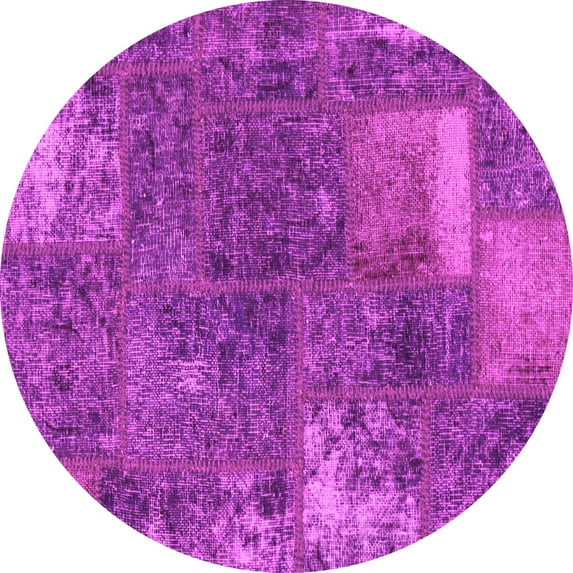 Ahgly Company Indoor Round Patchwork Pink Transitional Area Rugs, 6' Round