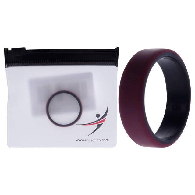 Anillo de boda de silicona de 2 capas biselado de 8 mm - Burdeos de ROQ para hombres - Anillo de 16 mm