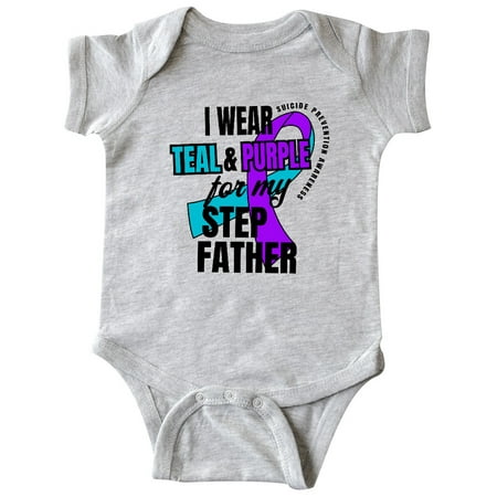 

Inktastic Suicide Prevention I Wear Teal and Purple for My Step Father Gift Baby Boy or Baby Girl Bodysuit
