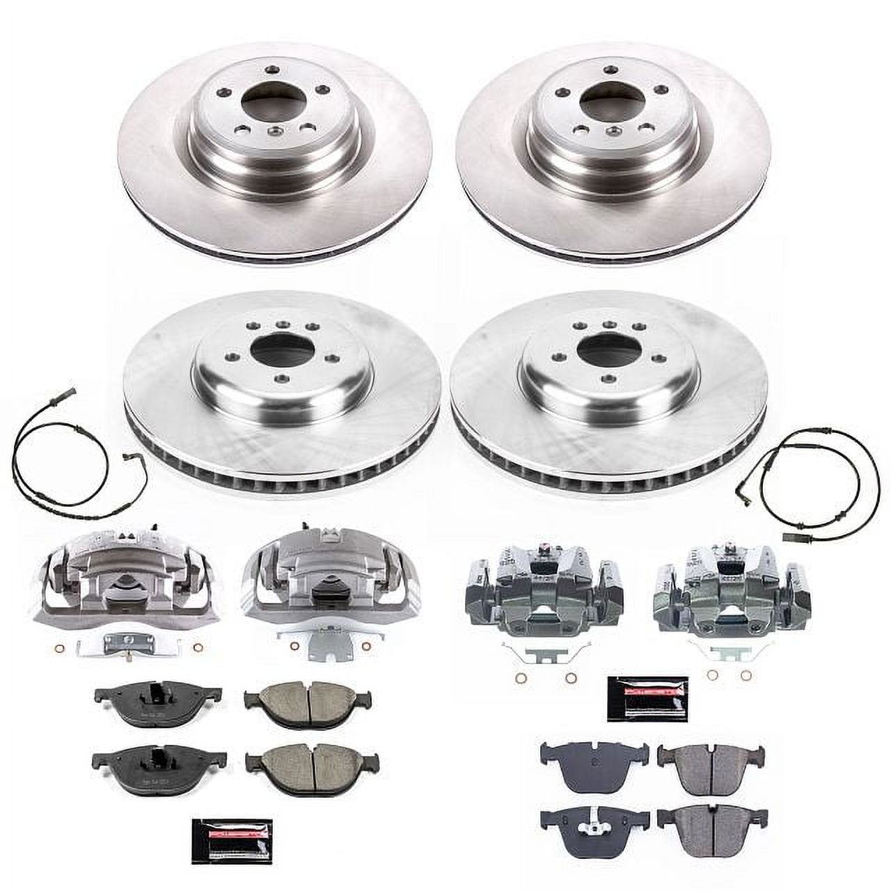 PowerStop Front and Rear Stock Replacement Brake Pad and Rotor Kit with Calipers Fits: BMW Select Models KCOE6013
