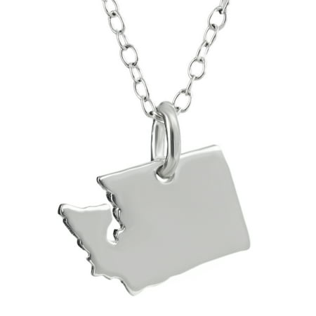 Sterling Silver Washington Redskins Charm - Sterling Silver Washington State Charm Necklace, 18
