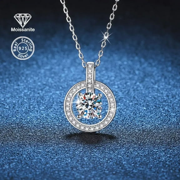 Moissanite Diamond Pendant with 925 Sterling Silver Necklace, Perfect Gift for Mom, Anniversary, Wedding, Birthday, Valentine's Day, Jewelry Gifts for Women