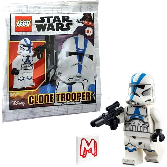 TRAHOO-Star Wars The Clone Wars Minifigure - 501st Legion Clone Trooper with Blaster (75280) with Minifigureland Tile