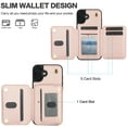 thumbnail image 6 of for iPhone 16 Case Wallet for Women, Removable Adjustable Shoulder Strap Flip PU Leather Slim Back Zipper Purse Case with Card Slot Holder Stand RFID Blocking Magnetic Buttons, Rosegold, 6 of 8
