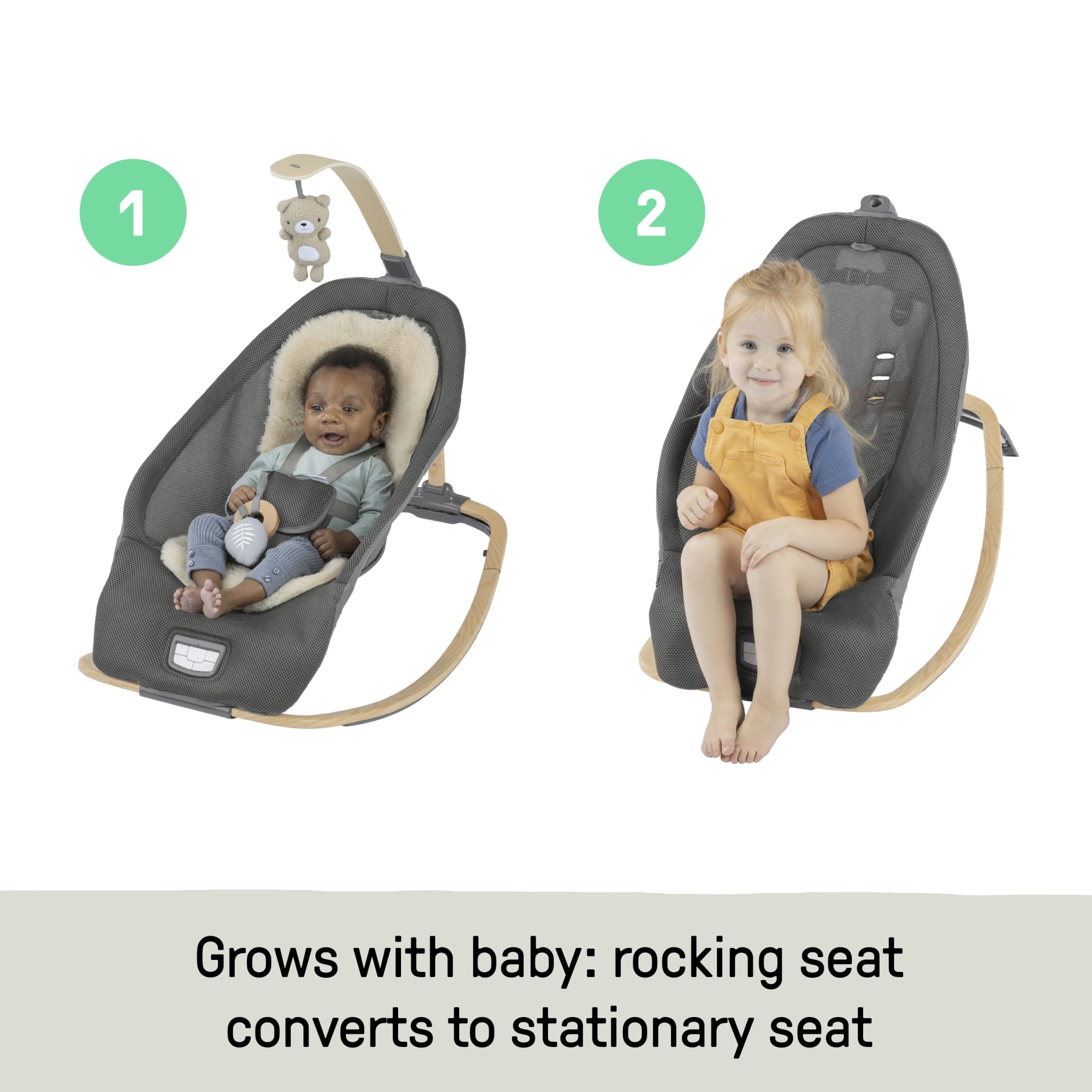Ingenuity Every Season Rocking Seat - For Ages 0-30 Months, Unisex - Grey