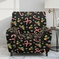 thumbnail image 2 of Renewold Holly Candy Canes Recliner Cover Anti-Slip Recliner Protector 4 Pieces Stretch Reclining Couch Cover Polyester Spandex Furniture Protector for Living Room Christmas Decor, 2 of 8