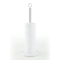 SunnyPoint Elite Heavy Weighted Sturdy Spare Toilet Paper Roll Holder Storage Stand; Faux Marble Base; Satin Nickel