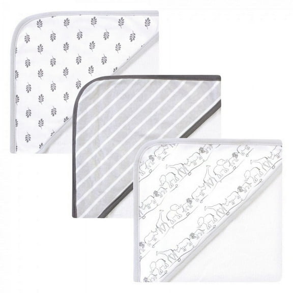 Touched by Nature Baby Unisex Organic Cotton Hooded Towels, Safari, One Size