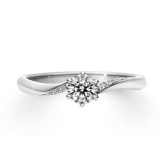 Twisted Solitaire With Accent Promise Diamond Ring 1.7 Ct Diamond 14K White Gold Over