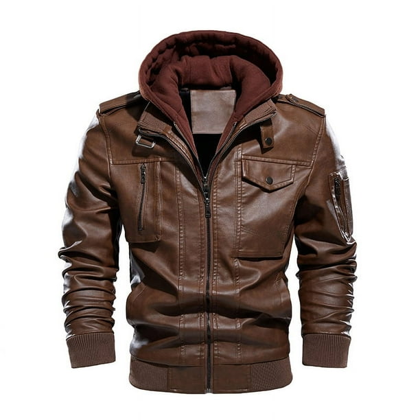 Chaqueta de cuero lavada para hombre de otoño e invierno.