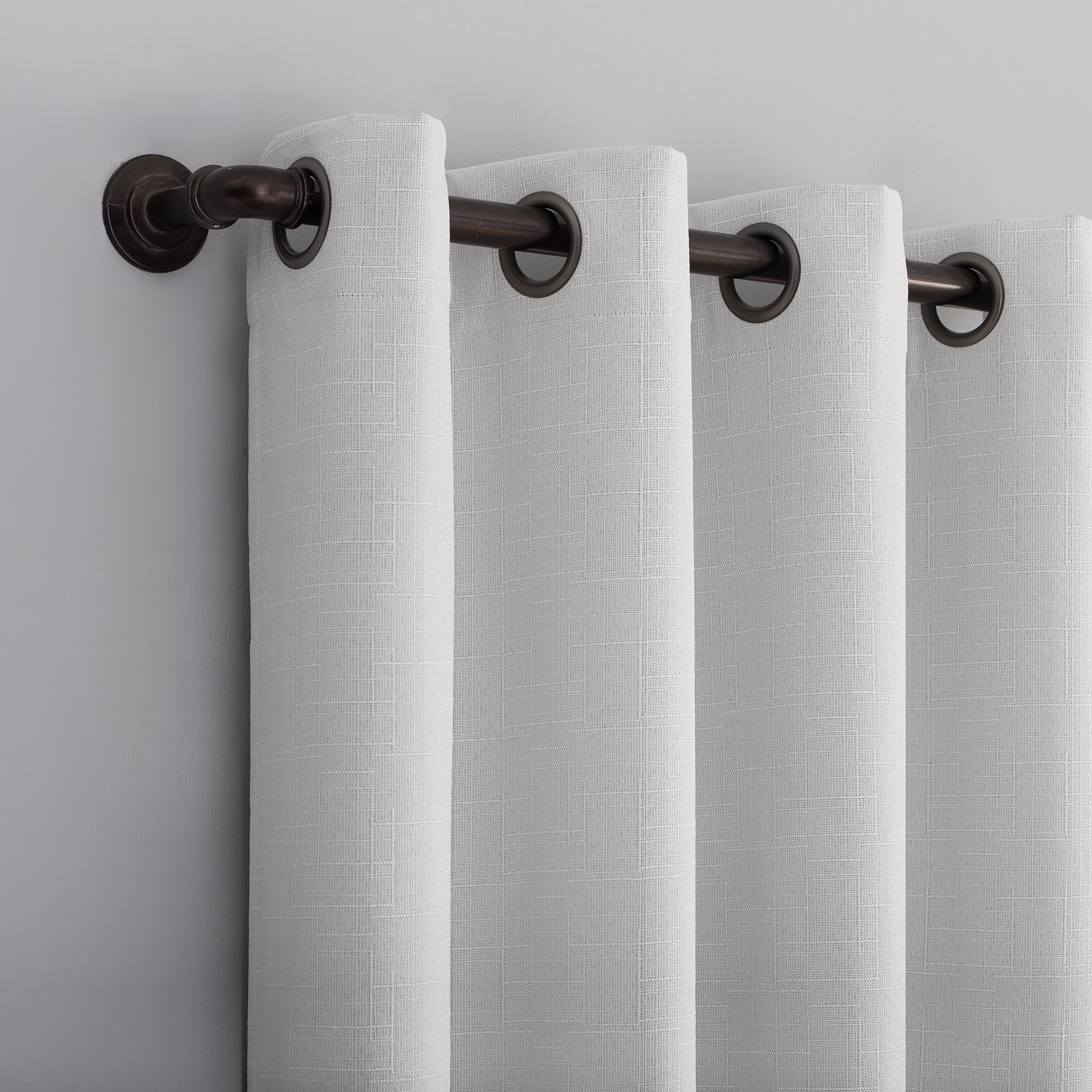 Sun Zero Channing Grid Texture Draft Shield Fleece Insulated 100% Blackout Grommet Curtain Panel, 50X84, Pearl