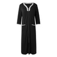 thumbnail image 3 of Midwennn Women's Zipper Front Robe 3/4 Sleeve Housecoat Calf Length Casual Nightgown Loose Bathrobe with Pockets Soft Knee Length Nightgowns Womens Nightshirt Sleepwear Shirt Button Nightgown plus, 3 of 4