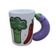 thumbnail image 1 of Taza de cerámica con diseño de brócoli y ají, 380 ml, mango morado, 1 of 2