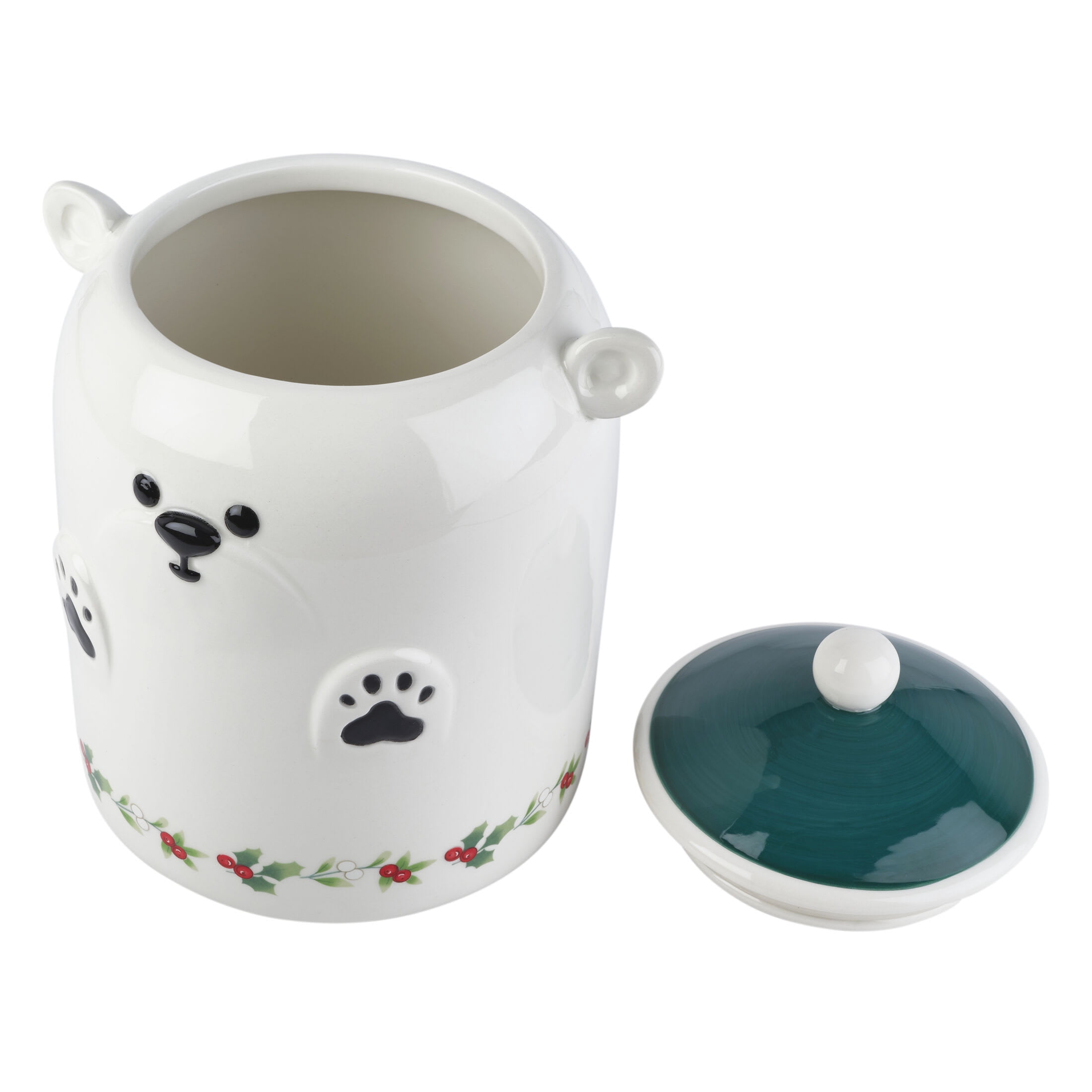 Pfaltzgraff Winterberry 9 in Dolomite Canister Polar Bear