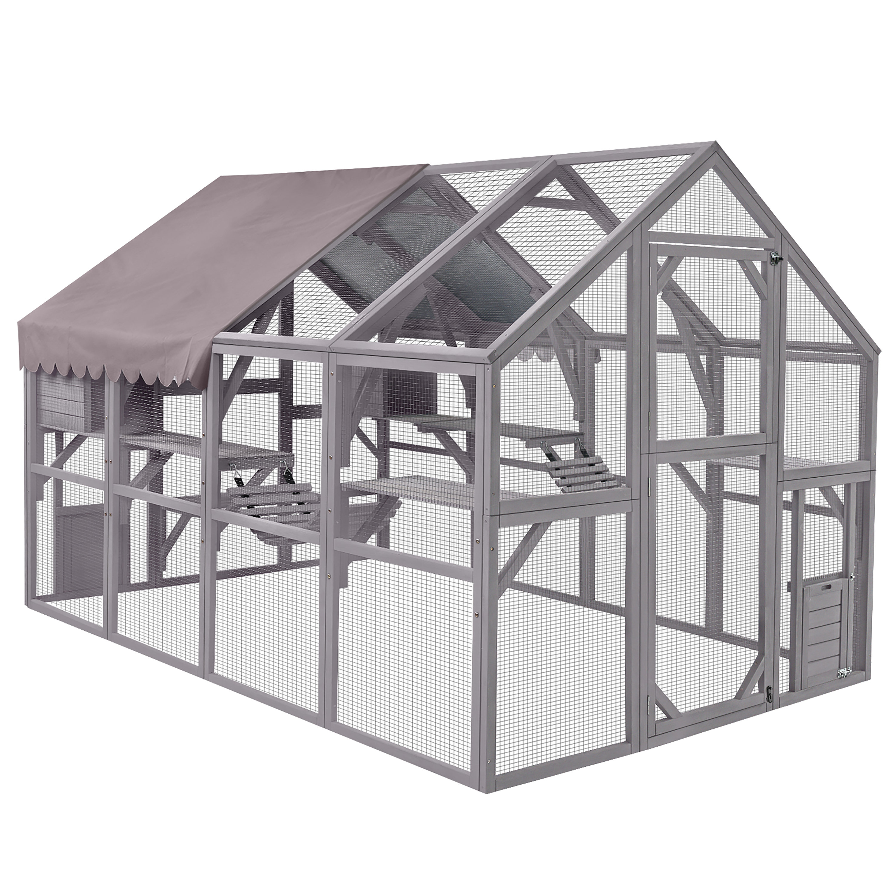 Morgete 110 Extra Large Cat House Outdoor Walk in Enclosure Wooden 