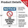 thumbnail image 2 of No Smoking In Pool Area OSHA Notice Rigid Plastic Sign 14 Inch x 10 Inch - 10 Pack, 2 of 8