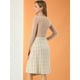 thumbnail image 5 of Falda de cintura alta a media pierna delantera con botones envolventes de imitación vintage a cuadros para mujer Beige S, 5 of 6