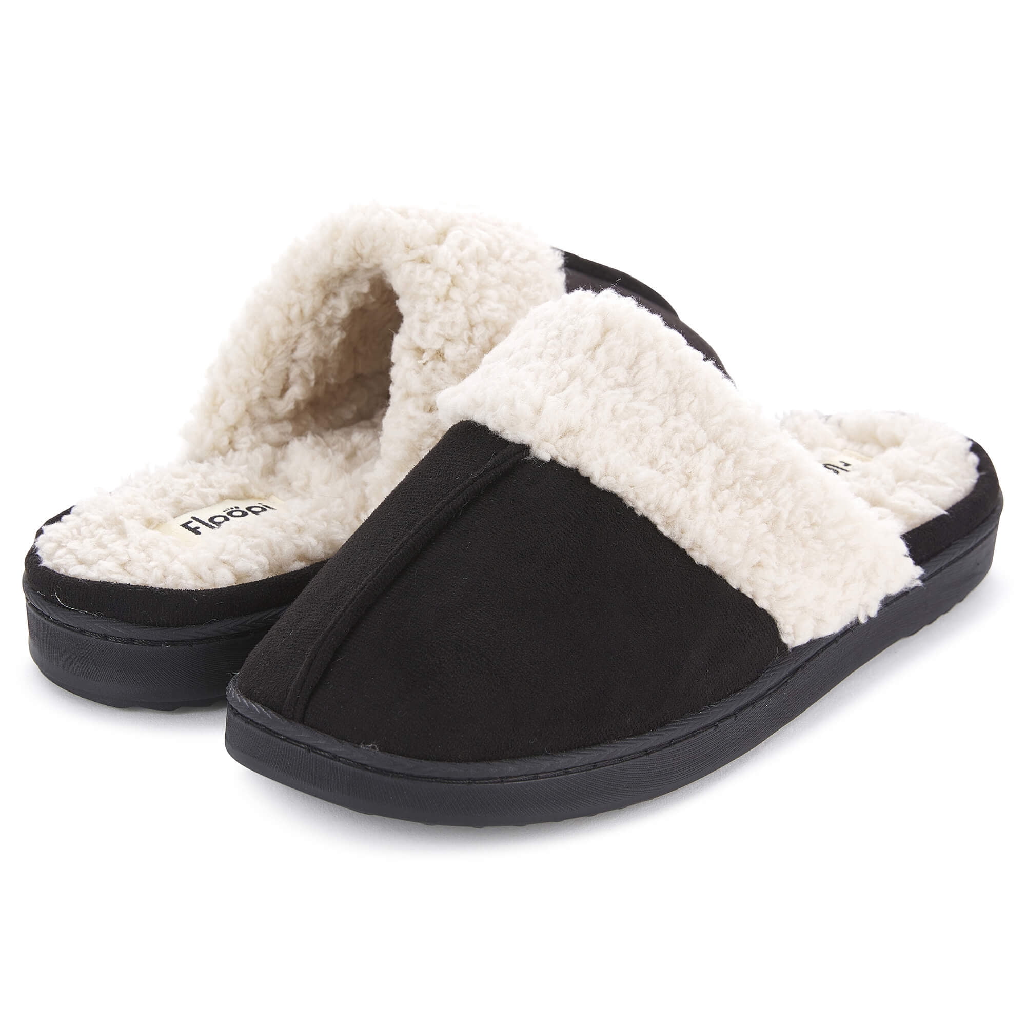 Ladies faux suede fur lined comfort memory foam slip on mule slipper Size M 5-6 