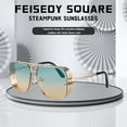thumbnail image 3 of FEISEDY Sunglasses Mens Women Vintage Pilot Square Trendy Metal Steampunk Fishing Driving Sun Glasses B2894, 3 of 23
