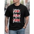 thumbnail image 1 of T-shirt Homme Rock YK Graphique / 80GSM Lourd Noir Rétro Musique avec Lettre Rock Graphique Décontracté Col Rond Manches Courtes, 1 of 5