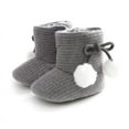 thumbnail image 3 of Baby Girls Non-slip Snow Boots Newborn Soft Sole Cute Pompom Crib Shoe First Walkers, Gray, 3 of 6