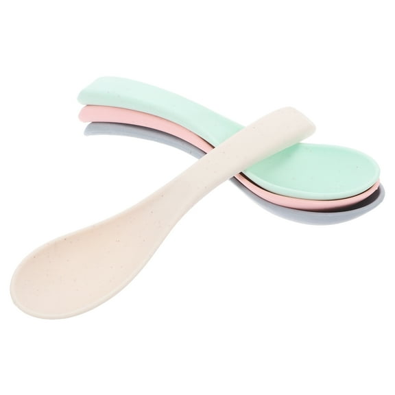 UPOUART 4-Piece Beige Toddler Spoons Set with Ergonomic Design, Ideal for Cereal and Baby Feeding