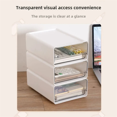 thumbnail image 4 of Transparent Desktop Storage Box Drawer Type Office File Storage Box Bedroom Study Stack Combination Portable Storage Box,1 * Transparent Desktop Storage Box,White, 4 of 9