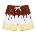 thumbnail image 2 of Boys Ice Cream Drip Print Swim Trunks With Built In Liner Side Pockets Quick Dry Beach Shorts For Summer Pool And Water Activities,Khaki,110, 2 of 4
