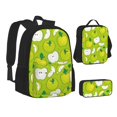 thumbnail image 2 of Naloa Green Apple Print Large Capacity Backpack Lunch Bag Pencil Case Combination 3 Piece Set for Student, 2 of 8