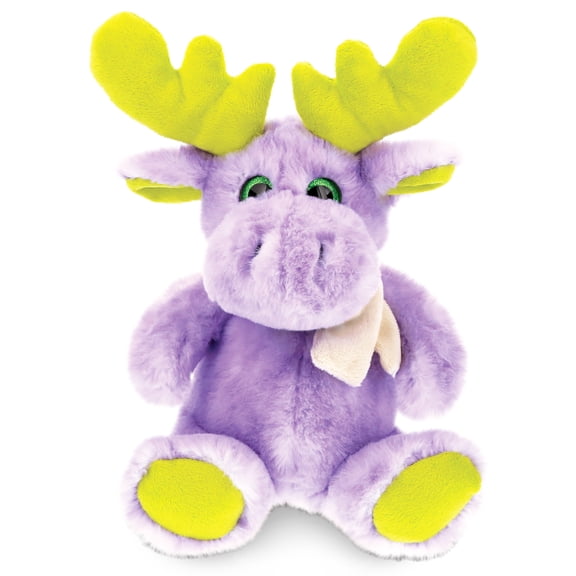 DolliBu Plush Purple Sitting Moose Stuffed Animal - Soft Plush Huggable Moose, Adorable Playtime Plush Toy, Cute Wild Life Cuddle Gifts Super Soft Plush Doll Animal Toy for Kids and Adults - 11 Inch