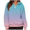 thumbnail image 3 of Jsaierl Women's Half Zip Hoodies Loose Fit Gradient Hooded Sweatshirt Classic Pullover Cotton Long Sleeve Tops Early Fall Fashion S-2XL, 3 of 6