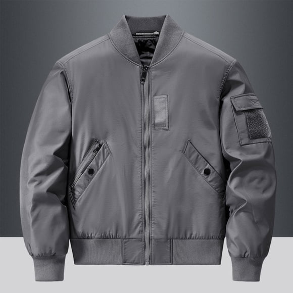 Men's Outdoor Jacket, Stand Collar Long Sleeve Windbreaker with Zipper Pockets - Lightweight Casual Sports Wear, Machine Washable Daily Utility Coat for Hiking