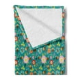 thumbnail image 2 of Bee Soft Flannel Fleece Throw Blanket, Funny Nature Cartoon with Smiling Bees Making Honey from Flowers in the Forest, Cozy Plush for Indoor and Outdoor Use, 50" x 70", Multicolor, by Ambesonne, 2 of 5