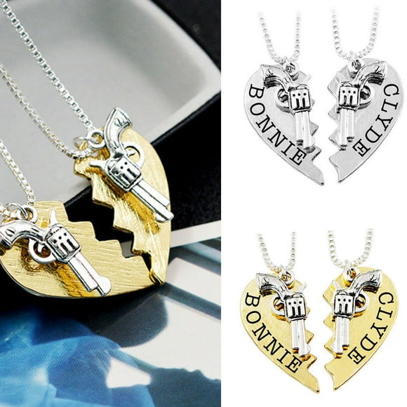 2Pcs Half Heart Necklace Toy Heart Necklace Heart Shape Heart Puzzle Necklace Lovers Couples Sweater Chain Set