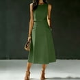 thumbnail image 4 of SOOMLON 2 Piece Skirt Set for Women Crew Neck Sleeveless Shirt Draped A Line Midi Skirt with Pockets High Waisted Outfits, 4 of 7