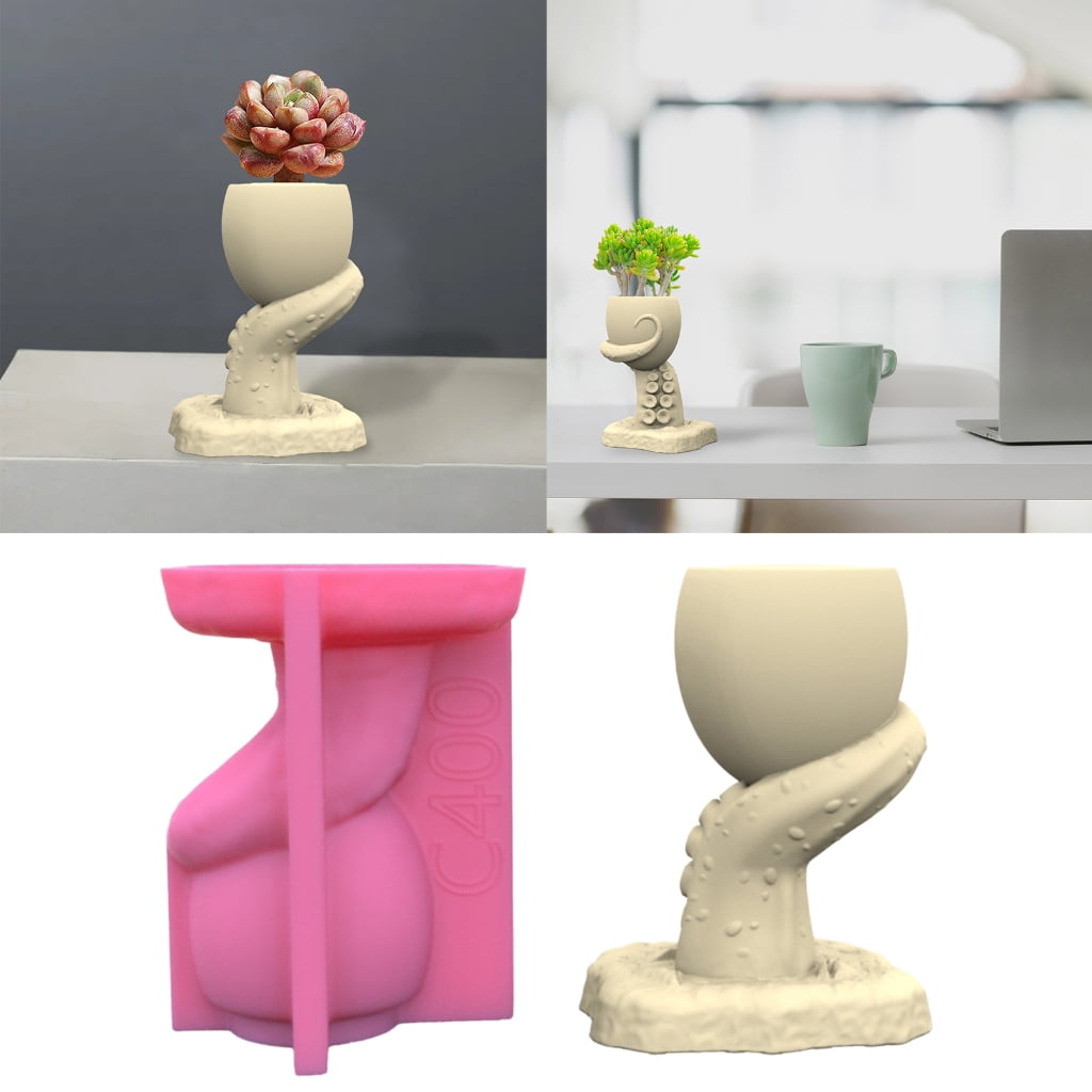 BQBQERT Flower Silicone Mold Epoxy Resin Casting Mold Vase Cement Clay Mold Pen Holder Mold