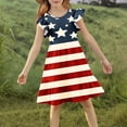 thumbnail image 4 of Odeerbi Kids Teen Girls Independence Day A-Line Ruffled Dress Summer Patriotic Star Stripe Round Neck Casual Dress with Pockets, 4 of 8