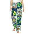 thumbnail image 2 of Picia Lemon and Leaves Womens Soft Woven Cotton Elastic Waistband Sleep Pajama Pant Lounge Sleep Pant With Pockets And Drawstring-Small, 2 of 9