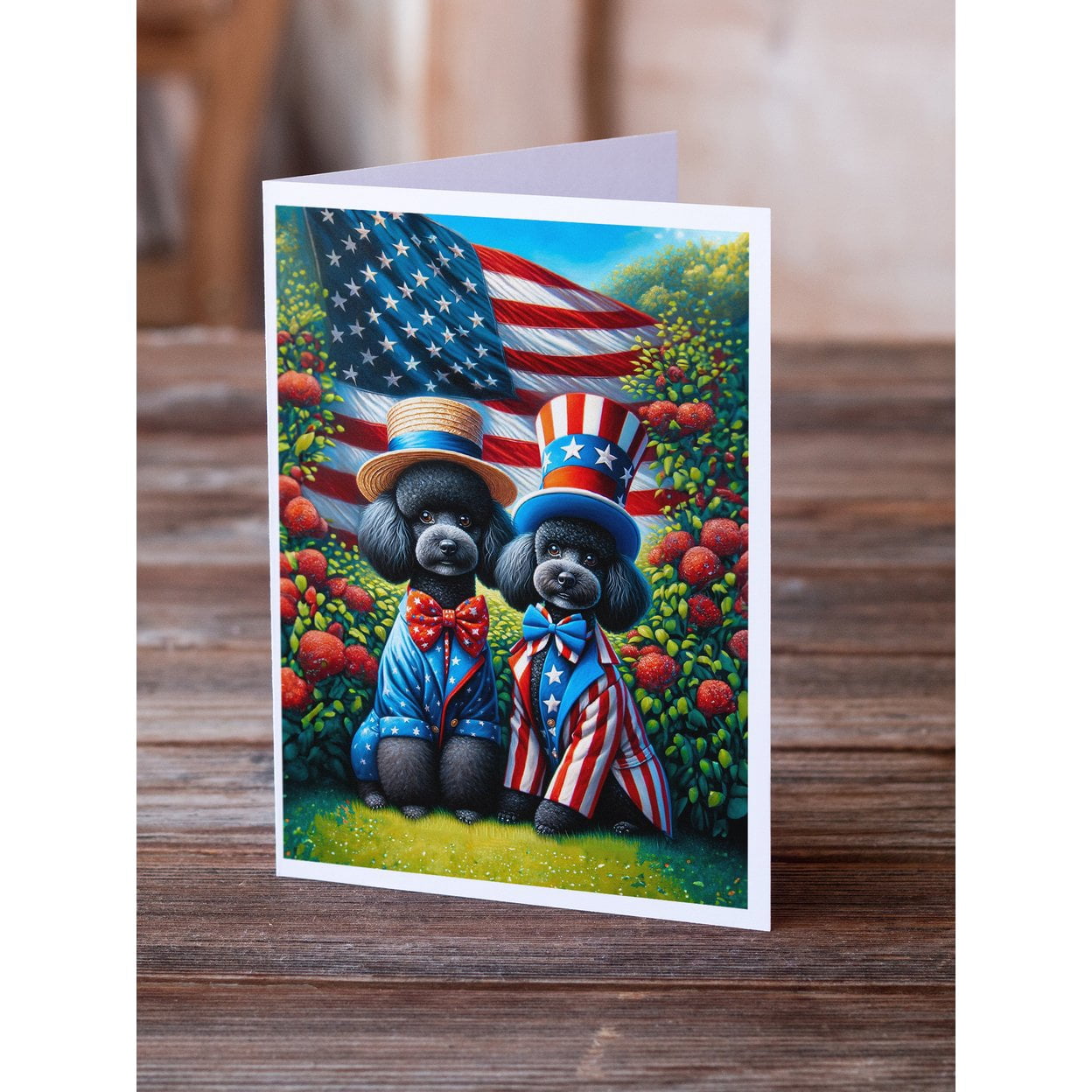 All American Poodle Greeting Cards Pack of 8 7 in x 5 in