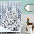 thumbnail image 5 of Christmas Shower Curtain 72" x 72" Winter Forest Snowy Pine Trees Home Bathroom Decorations Winter Wonderland Bathtub Curtain Set with 12 Hooks, 5 of 6