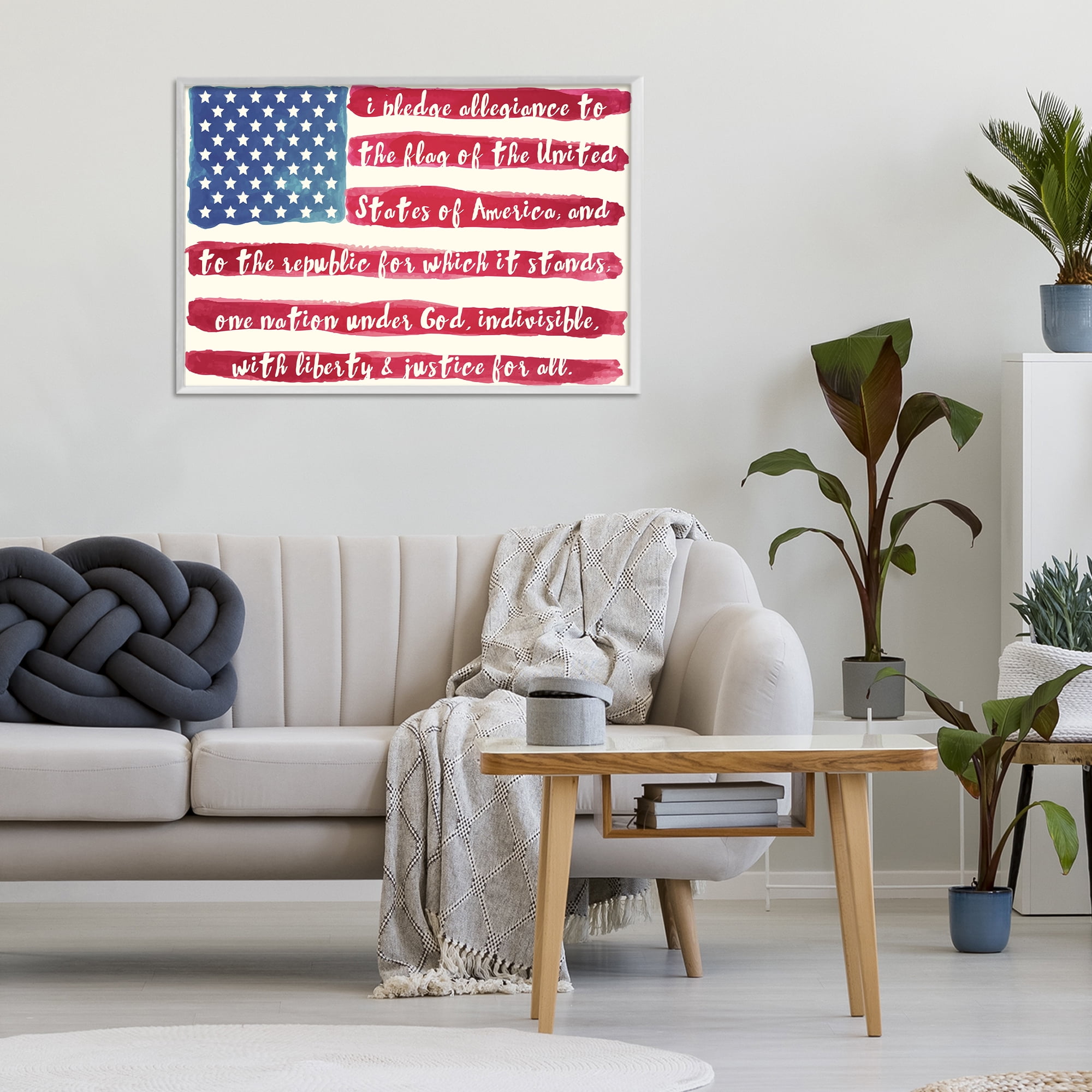 Stupell Industries Pledge Of Allegiance Flag Stripes White Framed Giclee Art, design by Sophie 6
