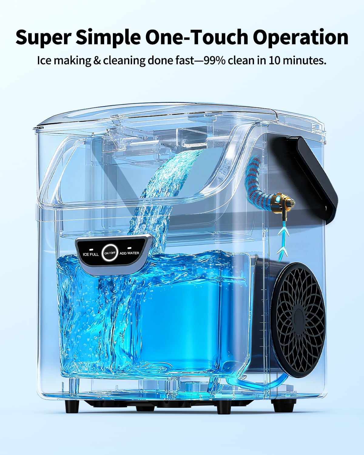 Aeitto Countertop Ice Maker Machine, 8 Ice Cubes in 6 mins,36lb/Day Ice with 2 Sizes, Auto-Cleaning Ice Makers Portable Ice Machine for Home Kitchen Office Party & Large Families